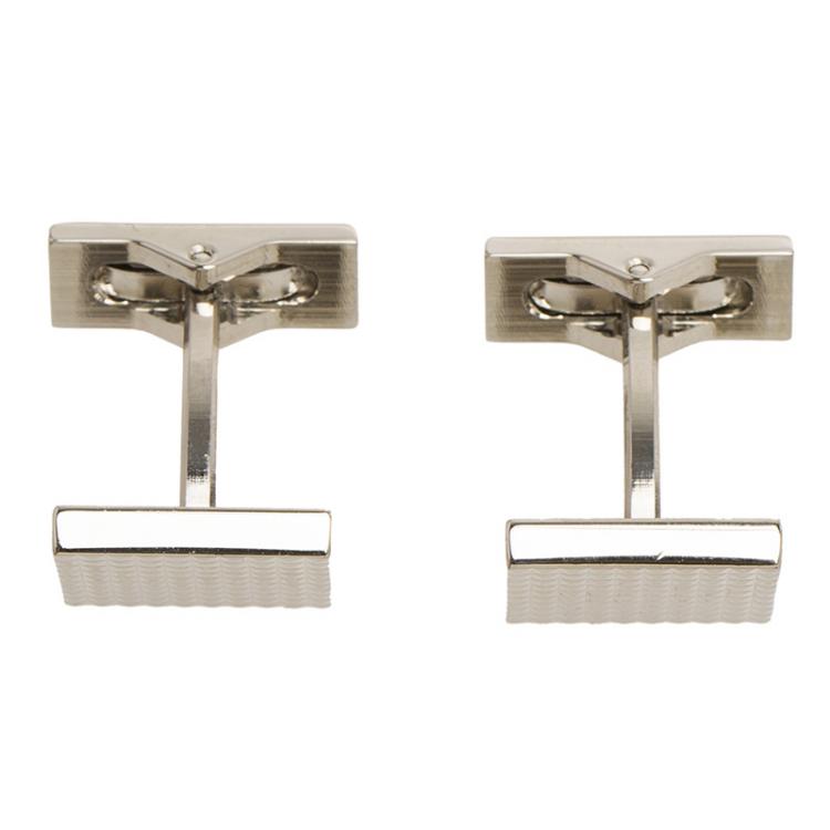 Pre Owned S.T. Dupont Square Diamond Head Palladium Finish Men's Cufflinks