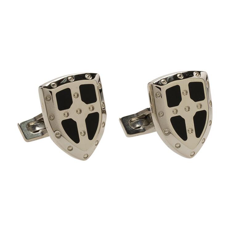 Pre Owned S.T. Dupont White Knight Limited Edition Lacquer & Palladium Finish Cufflinks 