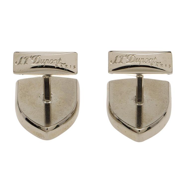 Pre Owned S.T. Dupont White Knight Limited Edition Lacquer & Palladium Finish Cufflinks 