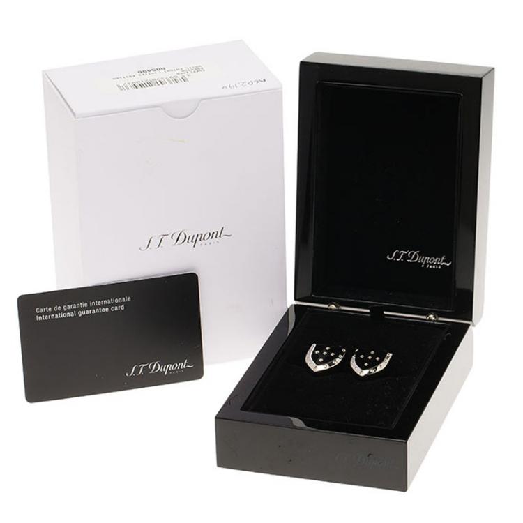Pre Owned S.T. Dupont White Knight Limited Edition Lacquer & Palladium Finish Cufflinks 
