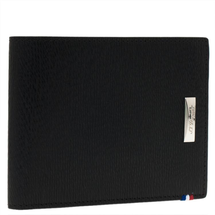 Pre Owned S.T. Dupont Black Leather Bi Fold Wallet 