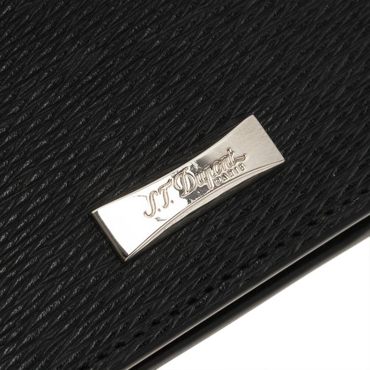 Pre Owned S.T. Dupont Black Leather Bi Fold Wallet 