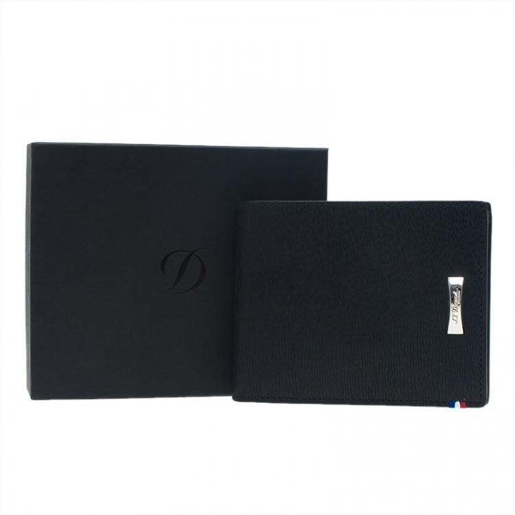 Pre Owned S.T. Dupont Black Leather Bi Fold Wallet 