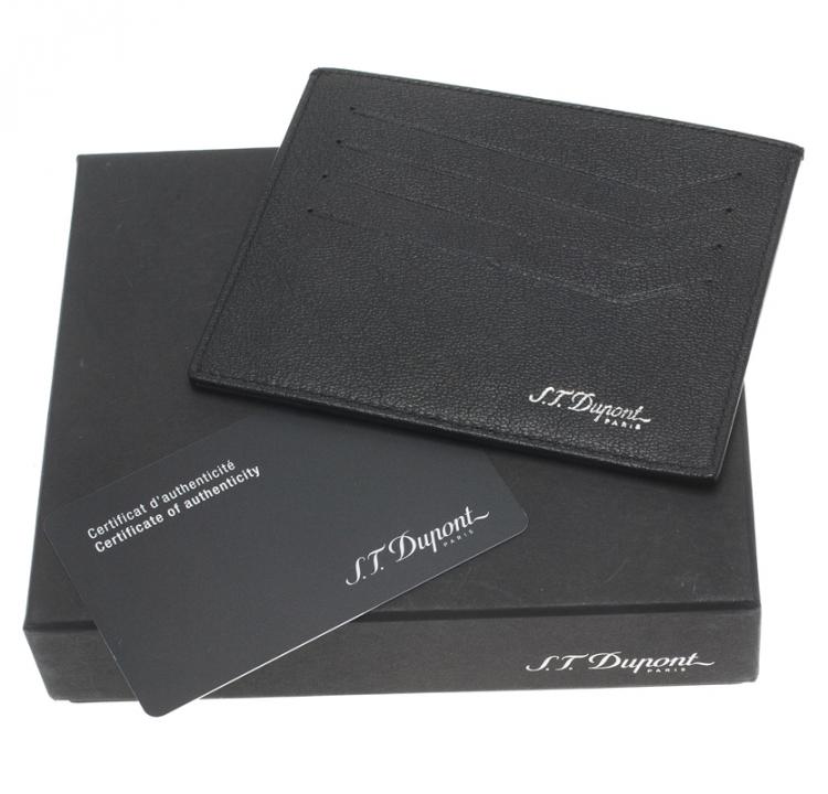 Pre Owned S.T. Dupont Black Leather Card Holder