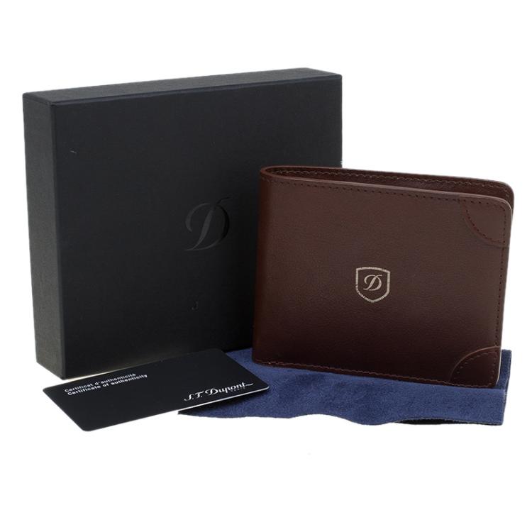 Pre Owned S.T. Dupont Brown Leather Bi Fold Wallet