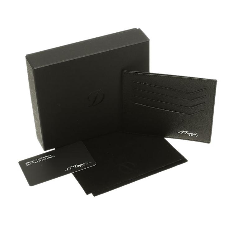 Pre Owned S.T. Dupont Black Leather Card Holder 4CC
