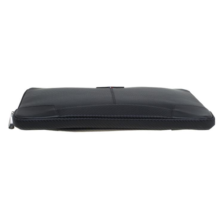 Pre Owned S.T. Dupont Black Leather Carbone Laptop Case