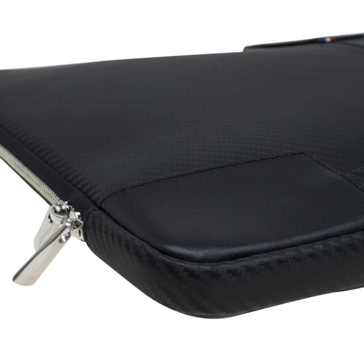 Pre Owned S.T. Dupont Black Leather Carbone Laptop Case