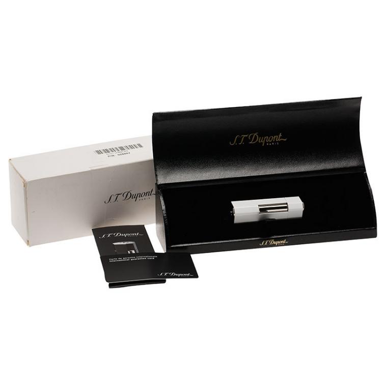 Pre Owned S.T. Dupont White Lacquer and Palladium Finish Karl Lagerfeld Lighter