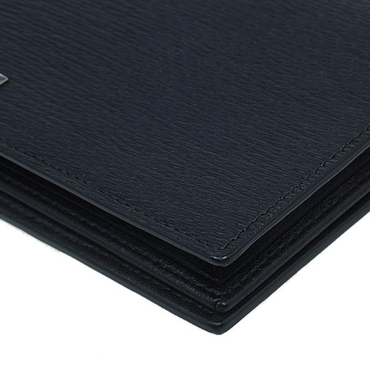 Pre Owned S.T. Dupont Black Leather Bi Fold Wallet