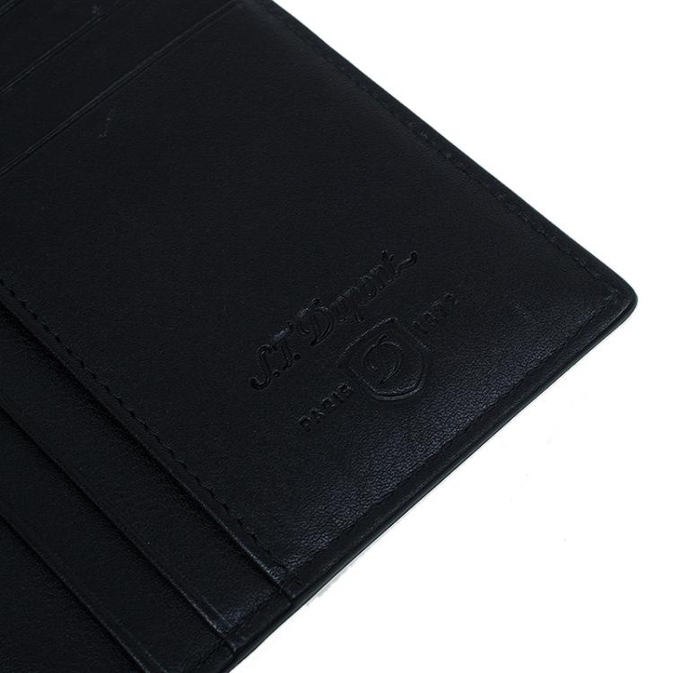 Pre Owned S.T. Dupont Black Leather Bi Fold Wallet