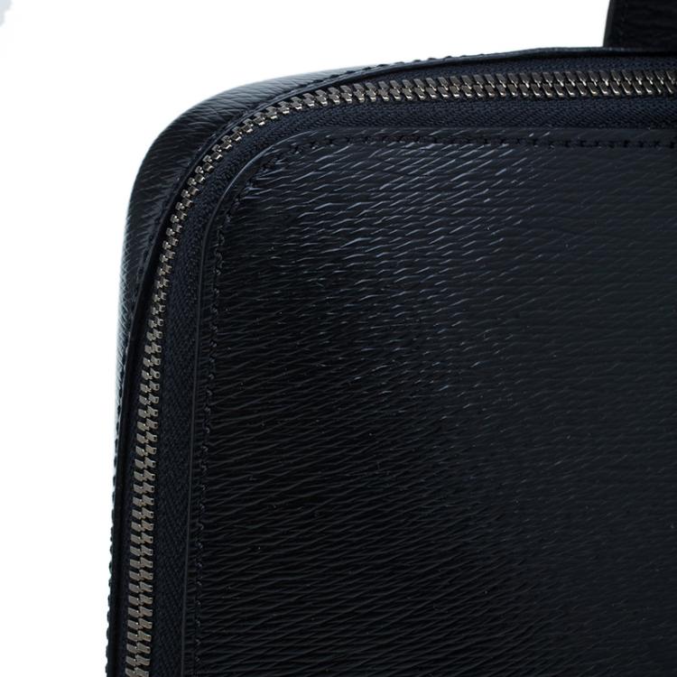 Pre Owned S.T. Dupont Black Leather Extra Flat Laptop Holder Bag