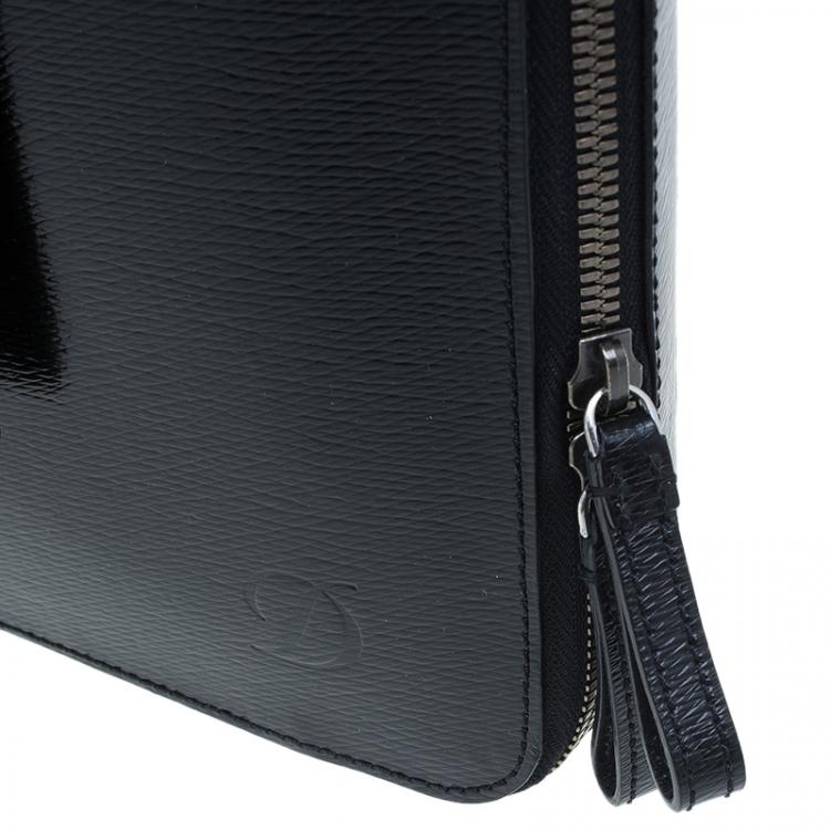 Pre Owned S.T. Dupont Black Leather Extra Flat Laptop Holder Bag