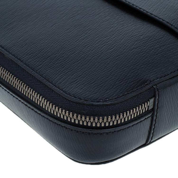 Pre Owned S.T. Dupont Black Leather Extra Flat Laptop Holder Bag