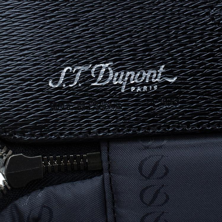 Pre Owned S.T. Dupont Black Leather Extra Flat Laptop Holder Bag