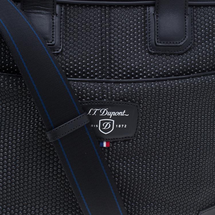 Pre Owned S.T. Dupont Black Textured Leather Laptop Bag w/ Battery Pouch