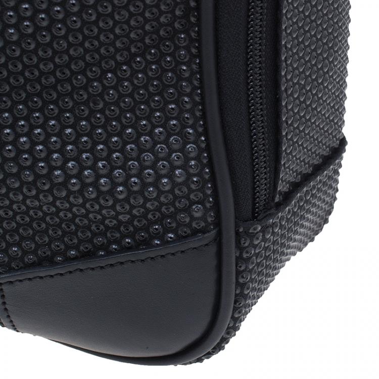 Pre Owned S.T. Dupont Black Textured Leather Laptop Bag w/ Battery Pouch