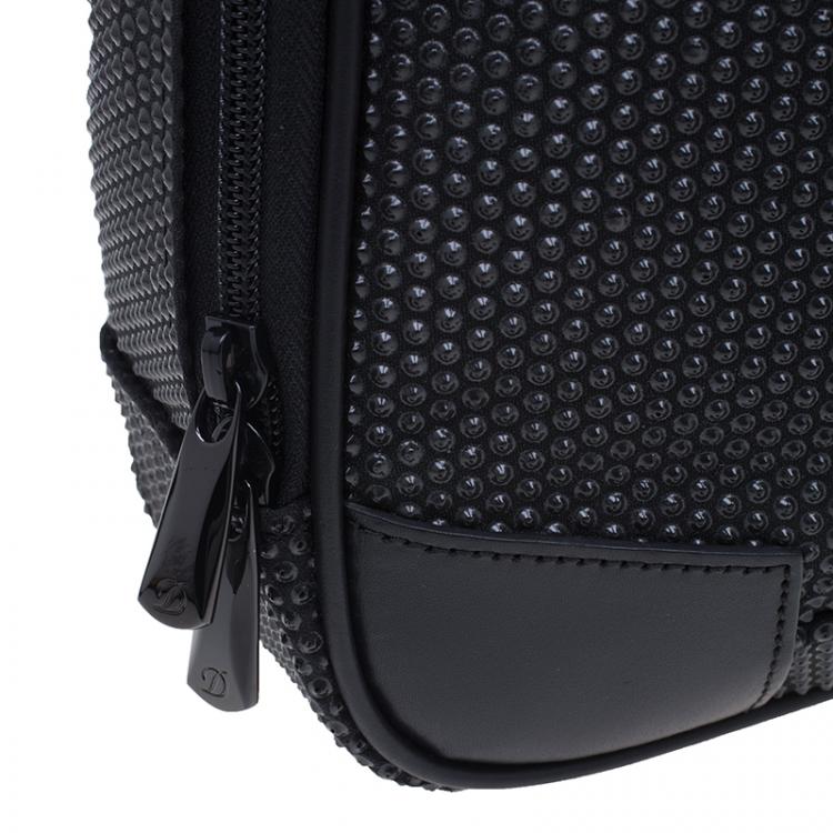 Pre Owned S.T. Dupont Black Textured Leather Laptop Bag w/ Battery Pouch