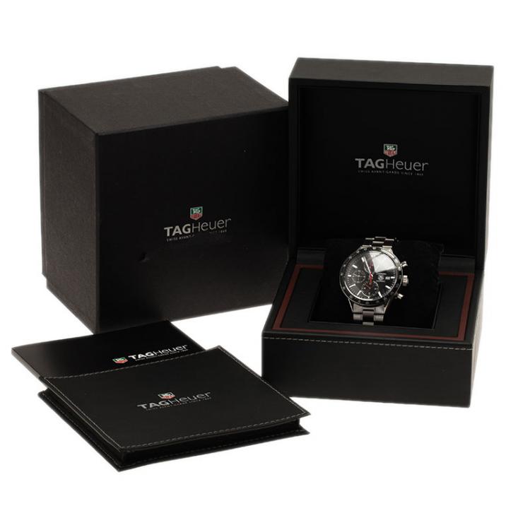 Pre Owned Tag Heuer Black Stainless Steel Carrera Men's Wristwatch 41MM
