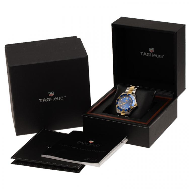 Pre Owned Tag Heuer Blue Gold-Plated Stainless Steel Aquaracer Men's Wristwatch 41MM