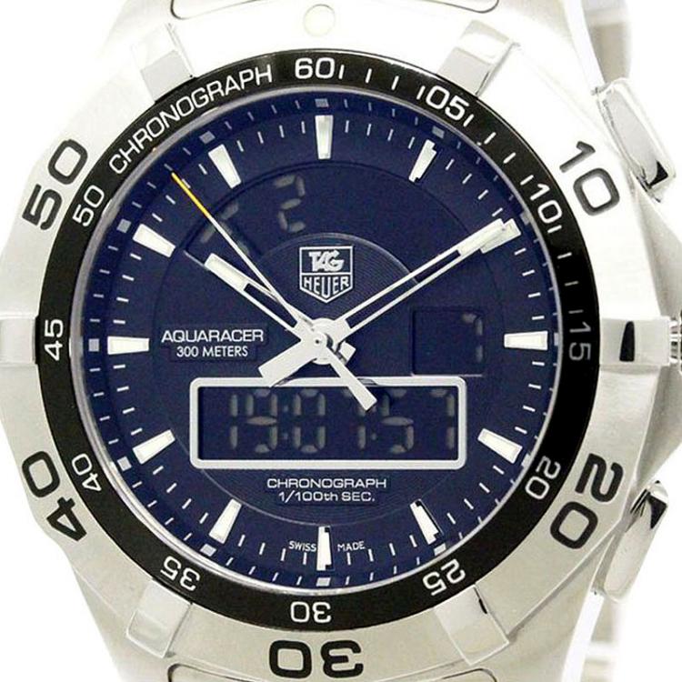 مملوكة مسبقًا Tag Heuer Black Stainless Steel Aquaracer Men's Wristwatch 43MM