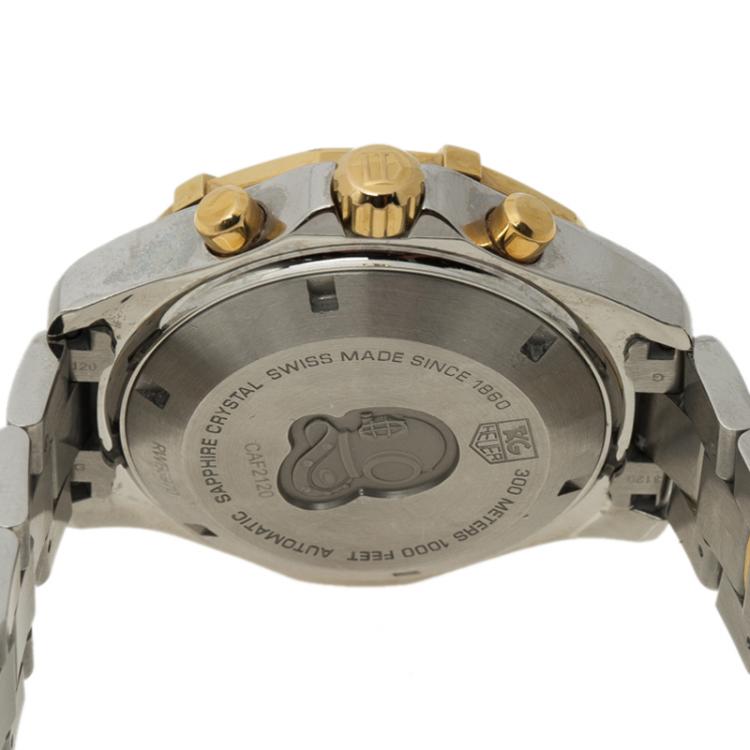 Pre Owned Tag Heuer Silver Stainless Steel & Gold-plated Aquaracer CAF2120 Men's Wristwatch 41MM