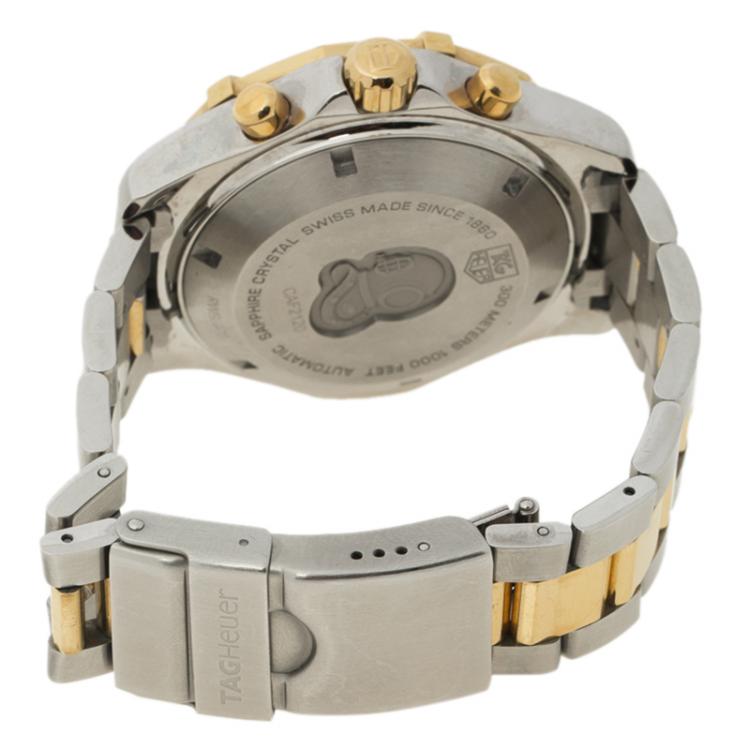 Pre Owned Tag Heuer Silver Stainless Steel & Gold-plated Aquaracer CAF2120 Men's Wristwatch 41MM