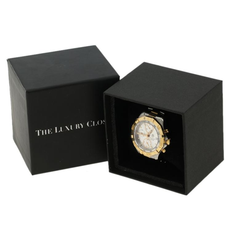 Pre Owned Tag Heuer Silver Stainless Steel & Gold-plated Aquaracer CAF2120 Men's Wristwatch 41MM