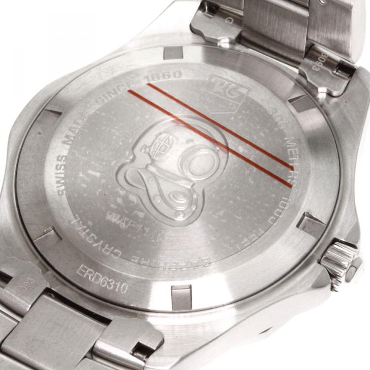 Pre Owned Tag Heuer Black Stainless Steel Aquaracer Men's Wristwatch 40MM