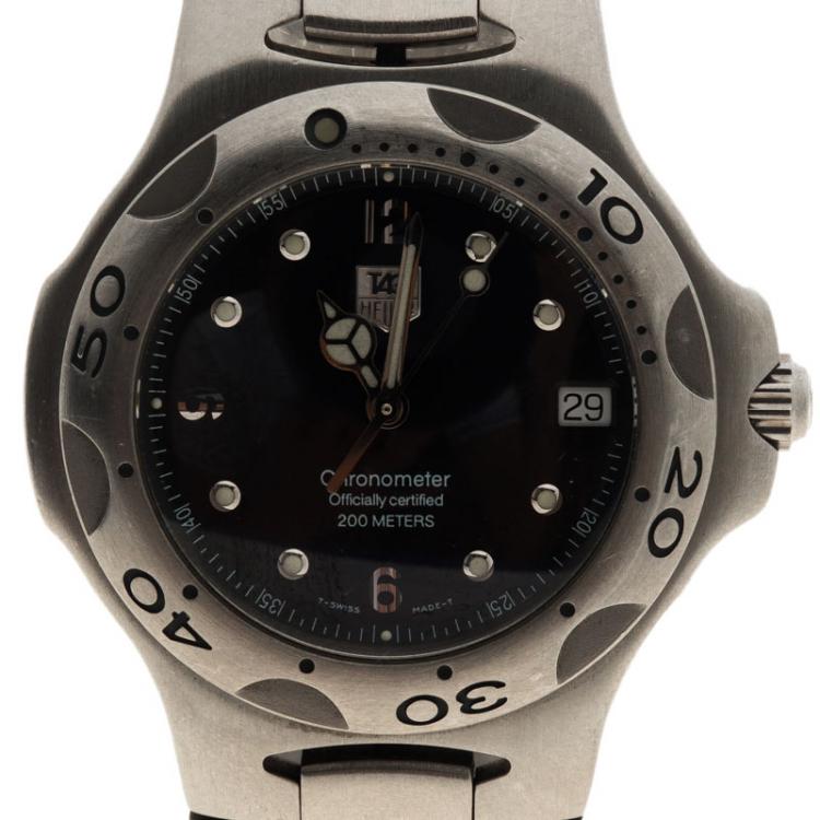 Pre Owned Tag Heuer Black Stainless Steel Kirium WL 5111 Chronometer Men's Wristwatch 37MM