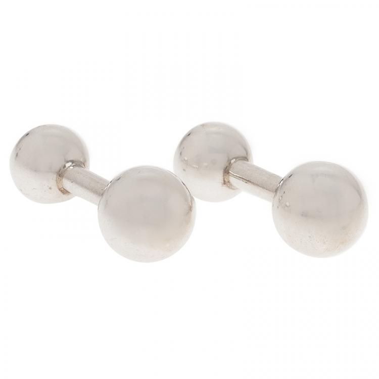 Pre Owned Tiffany & Co. Silver Barbell Men's Cufflinks