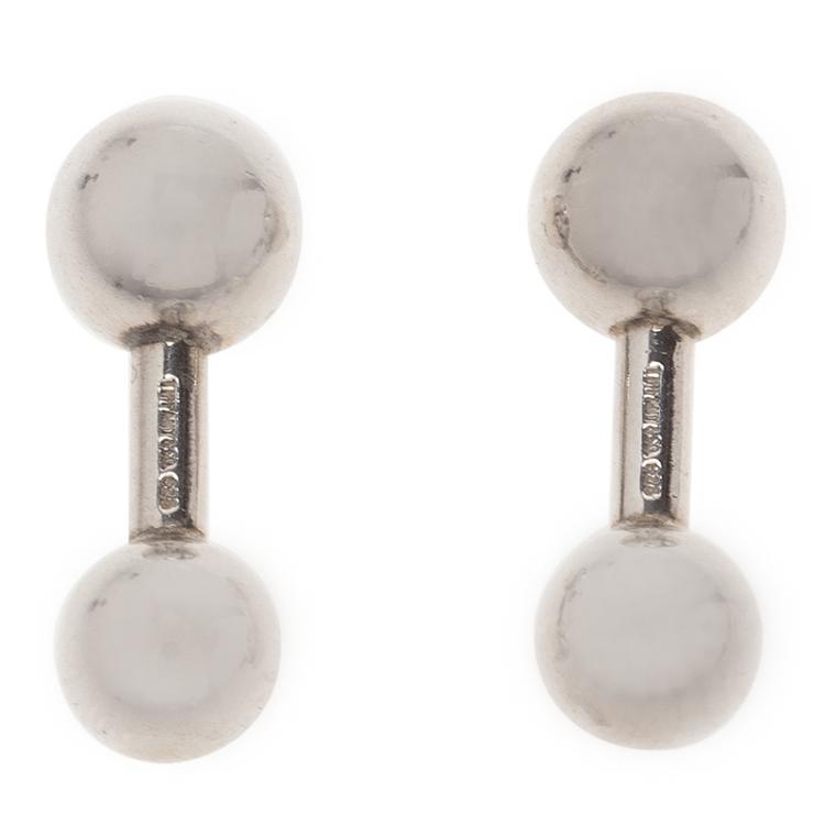 Pre Owned Tiffany & Co. Silver Barbell Men's Cufflinks