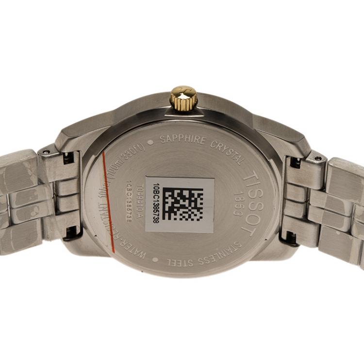 Pre Owned Tissot Silver Gold-Plated Stainless Steel PR100 Men's Wristwatch 38MM