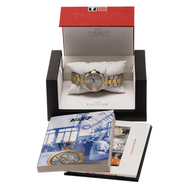 Pre Owned Tissot Silver Gold-Plated Stainless Steel PR100 Men's Wristwatch 38MM