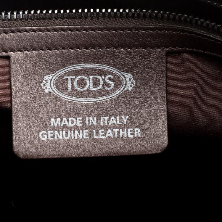 Pre Owned Tod's Dark Brown Leather Striped Atlantico Laurent Tote