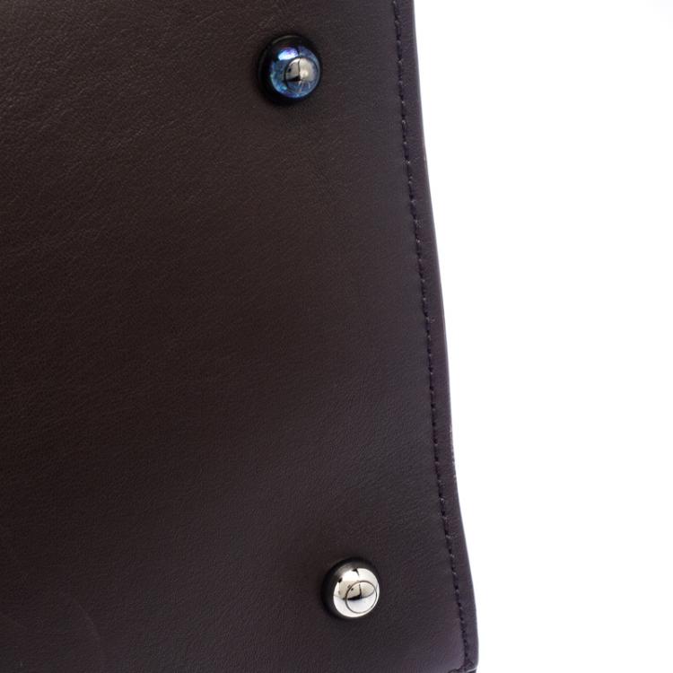 Pre Owned Tod's Dark Brown Leather Striped Atlantico Laurent Tote
