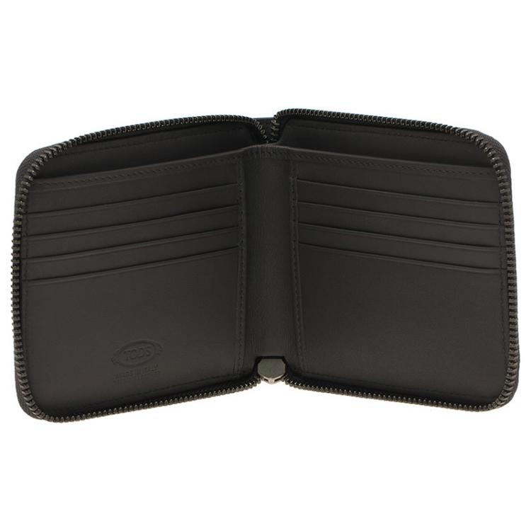 Pre Owned Tod's Two Tone Leather Zip-Around Compact Wallet 