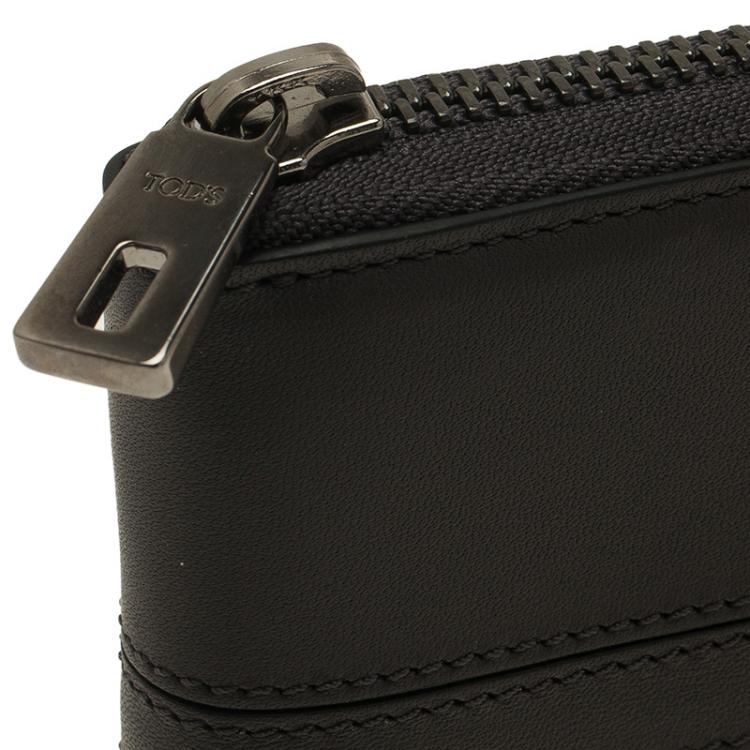 Pre Owned Tod's Two Tone Leather Zip-Around Compact Wallet 