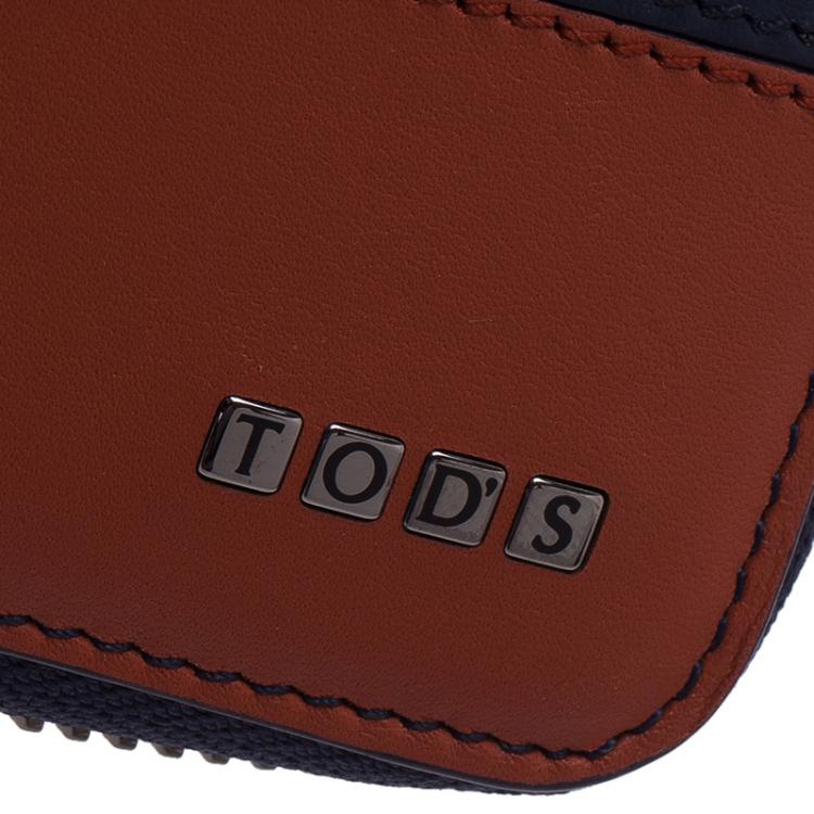 Pre Owned Tod's Two Tone Leather Zip-Around Compact Wallet 