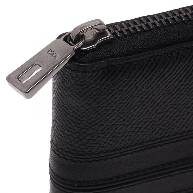 Pre Owned Tod's Black Leather Zip-Around Compact Wallet