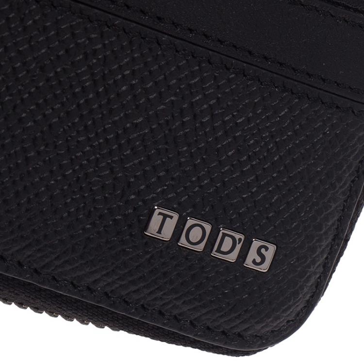 Pre Owned Tod's Black Leather Zip-Around Compact Wallet