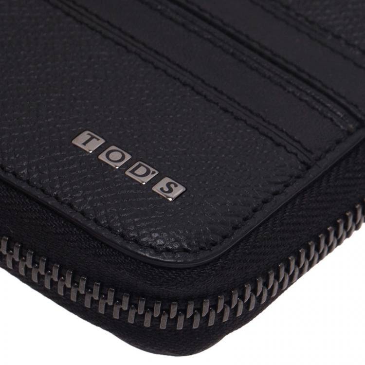 Pre Owned Tod's Black Leather Zip-Around Compact Wallet