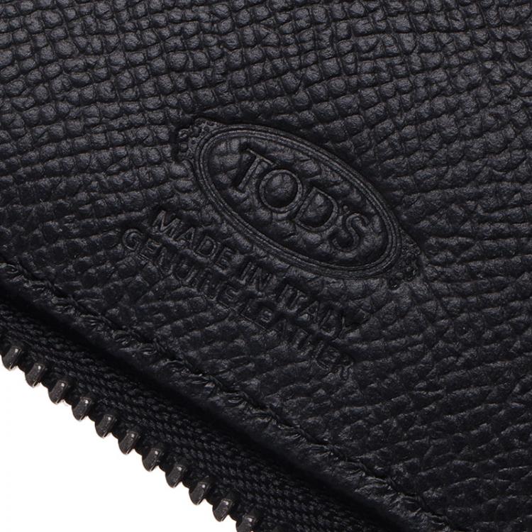 Pre Owned Tod's Black Leather Zip-Around Compact Wallet