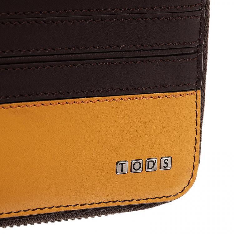 Pre Owned Tod's Two Tone Leather Zip Around Wallet 