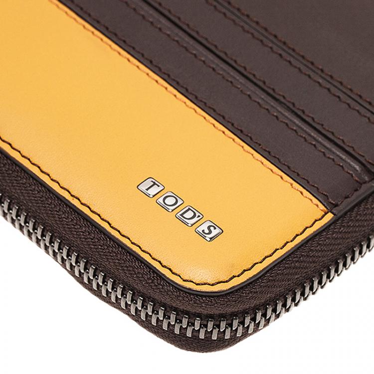 Pre Owned Tod's Two Tone Leather Zip Around Wallet 