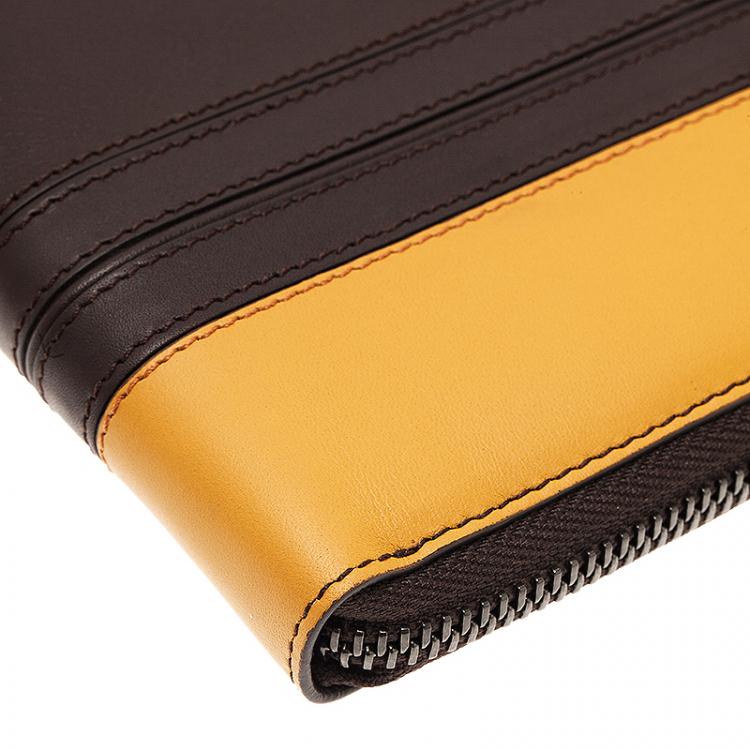 Pre Owned Tod's Two Tone Leather Zip Around Wallet 