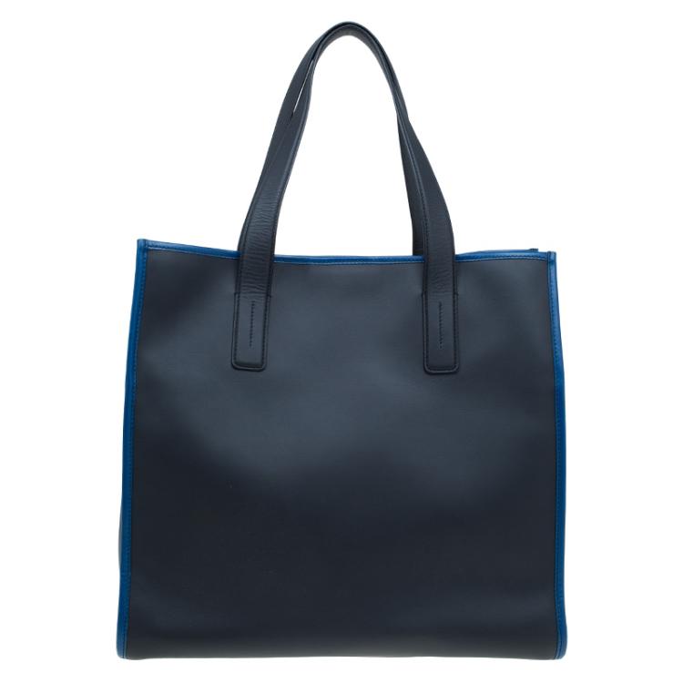 Pre Owned Tod's Navy Blue Leather Script Tote