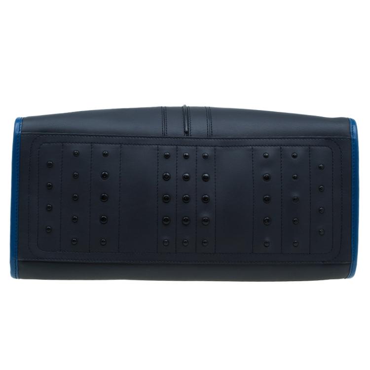 Pre Owned Tod's Navy Blue Leather Script Tote