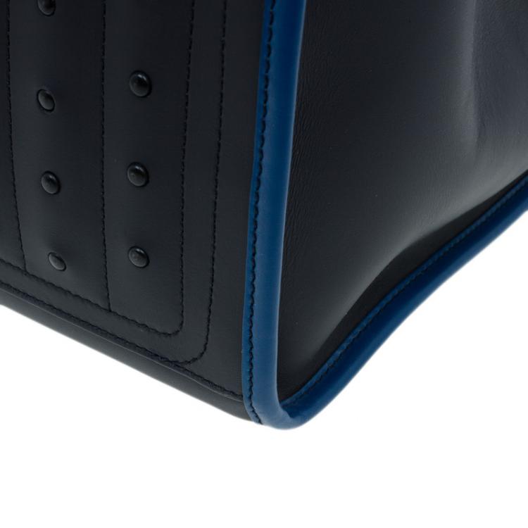 Pre Owned Tod's Navy Blue Leather Script Tote