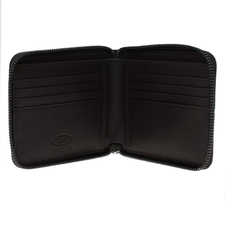 Pre Owned Tod's Two Tone Leather Zip Around Wallet